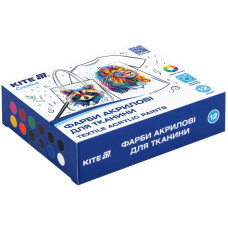 Набір акрилових фарб для тканини "Kite" 12 кол. 20 мл /K-276/ Kite Creative (1/12)