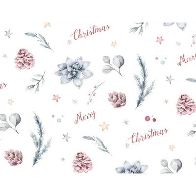 Папір пакувальний офсет "Unison" /PCZ10070-10-621/ Новорічний Merry Christmasна білому 0,7*1м, 10арк.