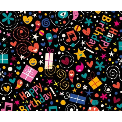 Папір пакувальний офсет "Unison" /PCZ10070-10-614/ Happy birthday 0,7*1м, 10арк. 0,6*6м
