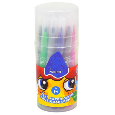 Фломастер-пензлик "Marco Super Washable" 21 кол. /1633-21PD/ в пластиковій банці (1/4/48)