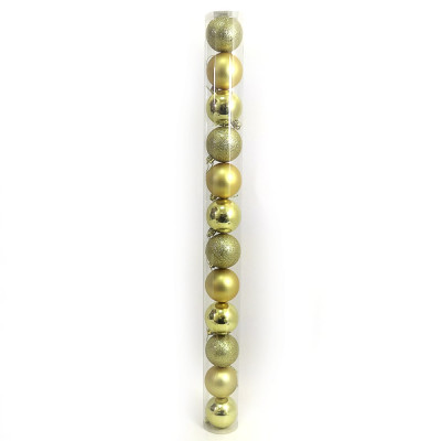 Набір новорічних кульок "JO" /DSCN0922-7-12-G/ тубус "GOLD" D7см,/12шт, PVC