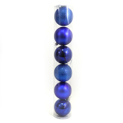 Набір новорічних кульок "JO" /DSCN0922-8-6-BL/ тубус "BLUE" 8см,/6шт., PVC