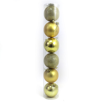 Набір новорічних кульок "JO" /DSCN0922-6-6-G/ тубус "GOLD" 6см,/6шт., PVC