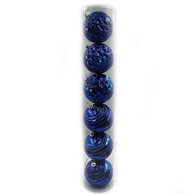 Набір новорічних кульок "JO" /6472-69BL/ тубус "BLUE" 8см,/6шт.,PVC