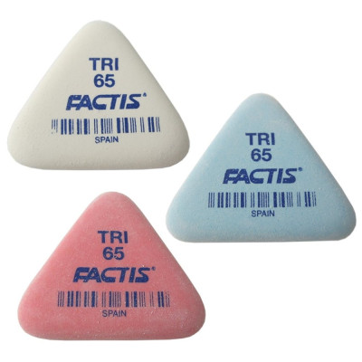 Гумка "FACTIS" /TRI65/ трикутна 3,6*3,3*0,6см, в банці (65шт.+1шт. подар), мікс (65/260)