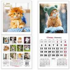 Календар квадрат 2027 /342/ "Кошенята" на скобі, 220*240 (1/25)