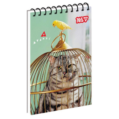 Блокнот А7/80 # спіраль зверху "YES" /152559/ "Locked-up cat" (1/336)