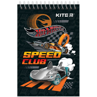 Блокнот А6/48арк. "Kite" /HW24-196/ пласт. спіраль, чистий, "Hot Wheels" (1/20)