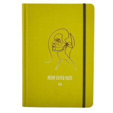 Блокнот A5/96 "4PROFI" /904419/ ## "Neon silver note" olive, інтегр., Soft Touch лам, тисн.фол., на гумці, 70г.