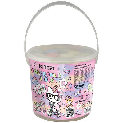 Крейда кольорова 15 шт. "Kite" /HK24-074/ Jumbo, відерце "Hello Kitty" (1/24)