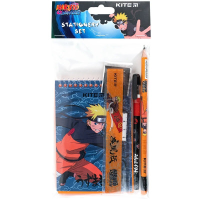Блокнот А6/48 "Kite" /NR24-S03/ + ручка,олівець,лінійка, 4предмети, Naruto Shippuden (1/20)
