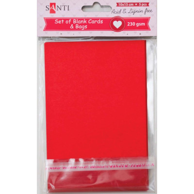 Заготовка для листівок "SANTI" /952276/ 10*15 см 5шт.,червоний, 230г/м2 (1/100)