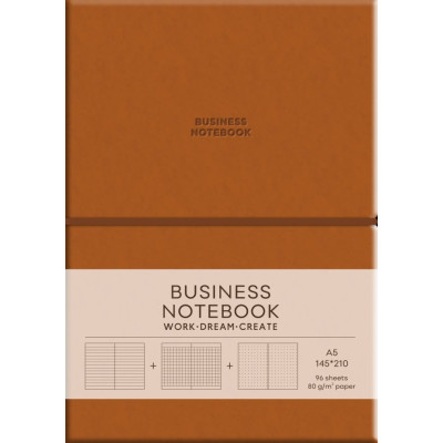 Блокнот А5/96 арк. "Школярик" Business /A5-7135Brown/ == обкл.поліуретан м'яка, крем блок, 80г/м2 "Brown" (1/12)