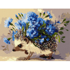 Картина за номерами "Ідейка" /KHO6892/ "Їжак та квіти" 30*40см
