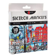 Набір двостор. маркерів "SANTI sketch" /390527/ 18 шт/уп, 3/4,7 мм (1/12/48)