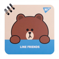 Блокнот 110х110/80  подвійна спіраль "YES" /151749/ "Line Friends" Brown (1/30/60)