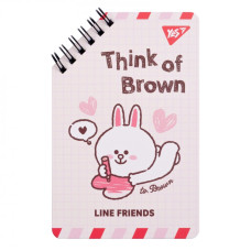 Блокнот 95х145/60 подвійна спіраль "YES" /151755/ "Line Friends" Think of Brown (1/30/60) Блокнот 95х145/60 подвійна спіраль "YES" /151755/ "Line Friends" Think of Brown (1/30/60)