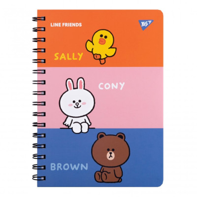 Блокнот А5/80  подвійна спіраль з гумкою "YES" /151770/ "Line Friends" (1/10/20)