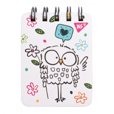 Блокнот А7/100 == подвійна спіраль  "YES" /681824/ "Sketch animal. Owl", пласт. кишеня (1/25/50)