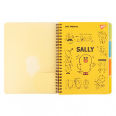 Блокнот А5/80 спіраль "YES" /765736/ "Line Friends. Sally" софт-тач, пластикова обкладинка (1/40)