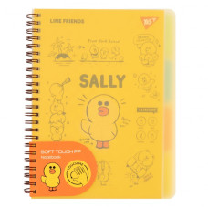 Блокнот А5/80 спіраль "YES" /765736/ "Line Friends. Sally" софт-тач, пластикова обкладинка (1/40)