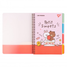 Блокнот А5/80 спіраль "YES" /765737/ "Line Friends" софт-тач, пластикова обкладинка (1/40)