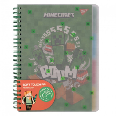 Блокнот А5/80 спіраль "YES" /765738/ "Minecraft" софт-тач, пластикова обкладинка (1/40)