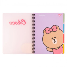 Блокнот B5/80 спіраль "YES" /765740/ "Line Friends. Choco" софт-тач, пластикова обкладинка (1/30)