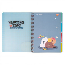 Блокнот B5/80 спіраль "YES" /765741/ "Line Friends" софт-тач, пластикова обкладинка (1/30)