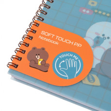 Блокнот B5/80 спіраль "YES" /765741/ "Line Friends" софт-тач, пластикова обкладинка (1/30)