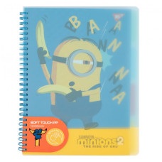 Блокнот B5/80 спіраль "YES" /765743/ "Minions" софт-тач, пластикова обкладинка (1/30)