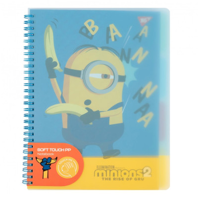 Блокнот B5/80 спіраль "YES" /765743/ "Minions" софт-тач, пластикова обкладинка (1/30)