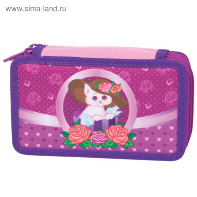 Пенал "TIGER" /1735DE/ 2 відд., б/н,Cat in Basket, (girls) (1/24)