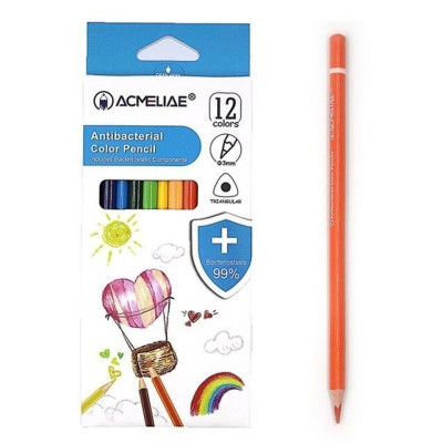 Олівці кольорові "Acmeliae" 12 кол. /43879-12/ антибактеріальні, трикут.корп., 3мм (1/12/144)