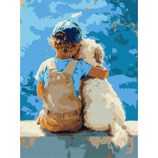 Картина за номерами "Ідейка" /KHO8639/ "Хлопчик та пес" 30*40см