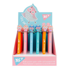 Ручка масляна автомат "Yes" /412007/ "Cute owl" 0,7 мм, синя (36/1296)