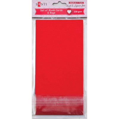 Заготовка для листівок "SANTI" /952296/ 10*20 см 5шт., червоний, 230г/м2 (1/100)