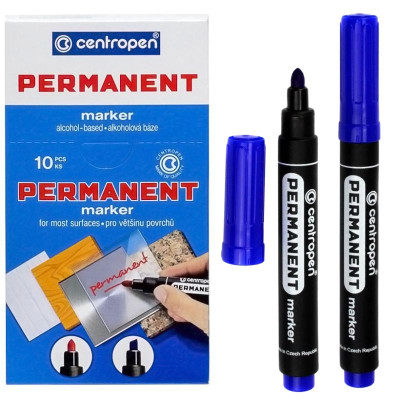 Маркер "Centropen" /8566/03/ перманентний КРУГЛИЙ, синій (10/200)
