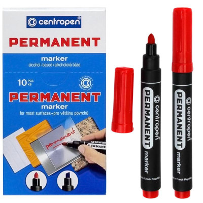 Маркер "Centropen" /8566/02/ перманентний КРУГЛИЙ, червоний (10/200)