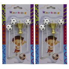 Свічка /2503/ набор: 3шт.*2.5см +1шт.*4см "Football, м'яч, кубок"