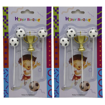 Свічка /2503/ набор: 3шт.*2.5см +1шт.*4см "Football, м'яч, кубок"