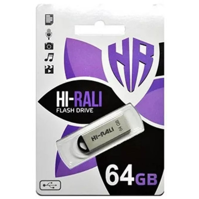 Флеш пам'ять "Hi-Rali" 64GB Fit серiя срібло
