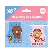 Закладки магнітні "YES" /708106/ "Line Friends Brown and Choco", 2шт (1/10/500)