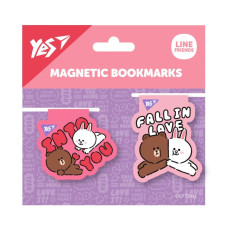 Закладки магнітні "YES" /708107/ "Line Friends Sweet heart", 2шт (1/10/500)