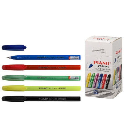 Ручка масляна "PIANO" PT-1159C "Correct" синя, ТРИКУТНА, кол.корпус (50)