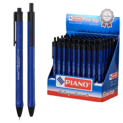 Ручка масляна автомат "PIANO" PT-203 "Smart soft" 0,7мм, синя (50)