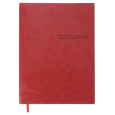 STOCK Щоденник "BuroMAX" /BM.2175-05/ ДАТ 2024 IDEAL,  A5, червоний, шкірзам (1/20), шт