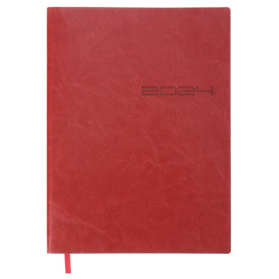 STOCK Щоденник "BuroMAX" /BM.2175-05/ ДАТ 2024 IDEAL,  A5, червоний, шкірзам (1/20), шт
