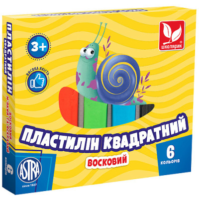 Пластилін восковий "Школярик" 6 кол. квадратний /83811908-UA/  (1/26)