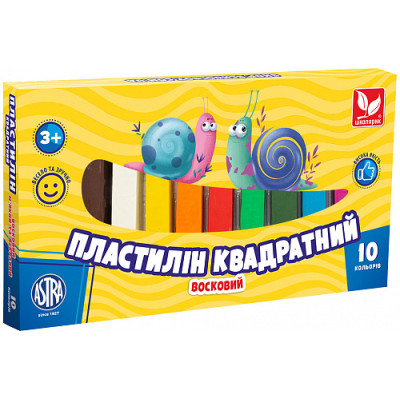 Пластилін восковий "Школярик" 10 кол. квадратний /303115006-UA/  (1/24)